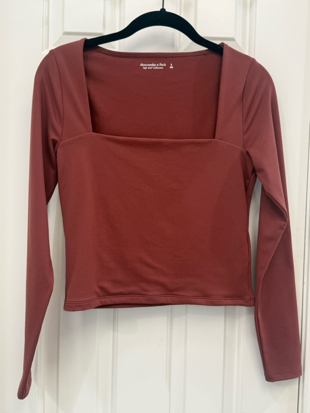Abercrombie & Fitch Rust Square Neck Long Sleeve Top